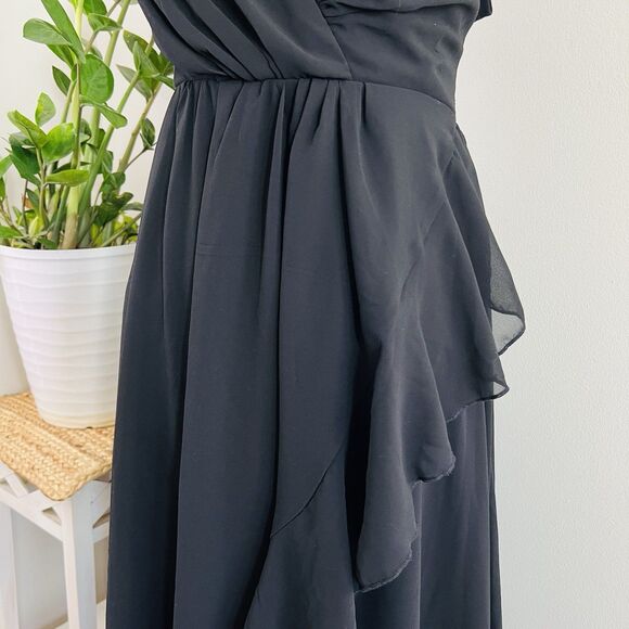 SheIn Curve Long Black Chiffon Ruffle Goth Morticia Addams Gothic Dress Plus 1XL - Picture 4 of 8